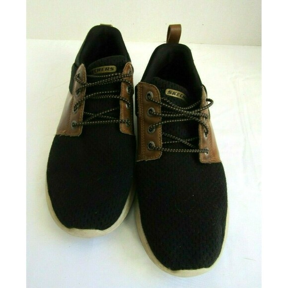 Skechers Sneakers Memory Foam Black Tan Leather Classic Fit Air Cooled Womens 8 - Picture 2 of 7